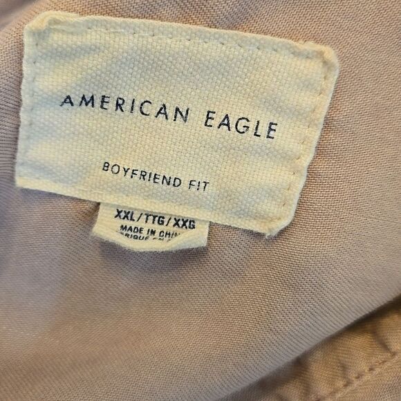 American Eagle Mauve Pink Boyfriend Fit Oversized Button-Up Shirt Plus Size - Picture 6 of 7